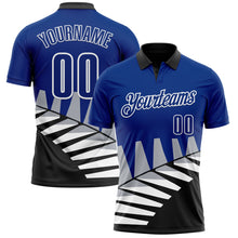 Load image into Gallery viewer, Custom Royal Black Gray-White 3D Pattern Design Geometric Shapes Performance Polo Shirt