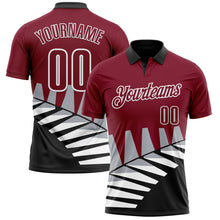 Загрузить изображение в средство просмотра галереи, Custom Crimson Black Gray-White 3D Pattern Design Geometric Shapes Performance Polo Shirt