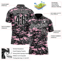 Load image into Gallery viewer, Custom Black Steel Gray Light Pink-White 3D Pattern Design Splash Performance Polo Shirt