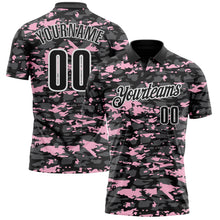 Load image into Gallery viewer, Custom Black Steel Gray Light Pink-White 3D Pattern Design Splash Performance Polo Shirt