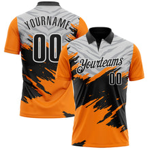 Загрузить изображение в средство просмотра галереи, Custom Bay Orange Black Gray-White 3D Pattern Design Splash Performance Polo Shirt