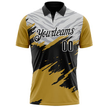 Load image into Gallery viewer, Custom Old Gold Black Gray-White 3D Pattern Design Splash Performance Polo Shirt