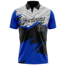 Load image into Gallery viewer, Custom Thunder Blue Black Gray-White 3D Pattern Design Splash Performance Polo Shirt