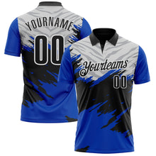 Load image into Gallery viewer, Custom Thunder Blue Black Gray-White 3D Pattern Design Splash Performance Polo Shirt