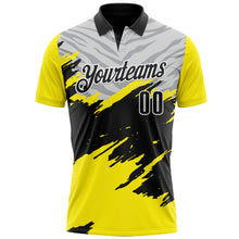 Load image into Gallery viewer, Custom Light Yellow Black Gray-White 3D Pattern Design Splash Performance Polo Shirt
