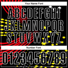 Load image into Gallery viewer, Custom Black Fire Red Light Yellow-White 3D Pattern Design Star And Geometric Shapes Performance Polo Shirt