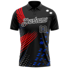 Load image into Gallery viewer, Custom Black Fire Red Thunder Blue-White 3D Pattern Design Star And Geometric Shapes Performance Polo Shirt