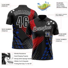 Load image into Gallery viewer, Custom Black Fire Red Thunder Blue-White 3D Pattern Design Star And Geometric Shapes Performance Polo Shirt
