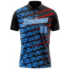 Загрузить изображение в средство просмотра галереи, Custom Black Powder Blue Red-White 3D Pattern Design Grid And Fragment Art Performance Polo Shirt