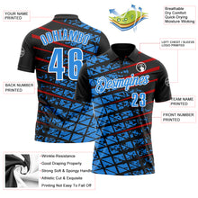 Загрузить изображение в средство просмотра галереи, Custom Black Powder Blue Red-White 3D Pattern Design Grid And Fragment Art Performance Polo Shirt