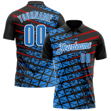 Загрузить изображение в средство просмотра галереи, Custom Black Powder Blue Red-White 3D Pattern Design Grid And Fragment Art Performance Polo Shirt