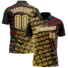 Загрузить изображение в средство просмотра галереи, Custom Black Old Gold Red-White 3D Pattern Design Grid And Fragment Art Performance Polo Shirt