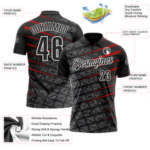 Load image into Gallery viewer, Custom Black Steel Gray Red-White 3D Pattern Design Grid And Fragment Art Performance Polo Shirt