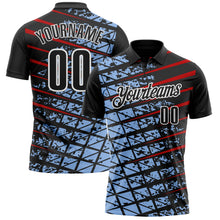 Загрузить изображение в средство просмотра галереи, Custom Black Light Blue Red-White 3D Pattern Design Grid And Fragment Art Performance Polo Shirt