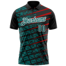 Загрузить изображение в средство просмотра галереи, Custom Black Teal Red-White 3D Pattern Design Grid And Fragment Art Performance Polo Shirt