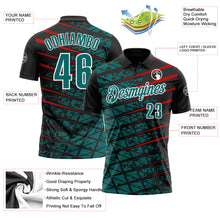 Загрузить изображение в средство просмотра галереи, Custom Black Teal Red-White 3D Pattern Design Grid And Fragment Art Performance Polo Shirt