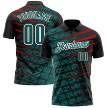 Загрузить изображение в средство просмотра галереи, Custom Black Teal Red-White 3D Pattern Design Grid And Fragment Art Performance Polo Shirt