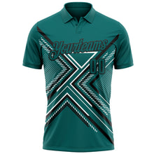 Загрузить изображение в средство просмотра галереи, Custom Teal Black-White 3D Pattern Design Geometric Shapes Performance Polo Shirt