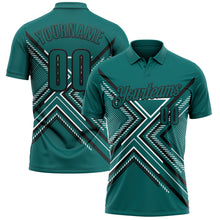 Загрузить изображение в средство просмотра галереи, Custom Teal Black-White 3D Pattern Design Geometric Shapes Performance Polo Shirt