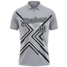 Load image into Gallery viewer, Custom Gray Black-White 3D Pattern Design Geometric Shapes Performance Polo Shirt