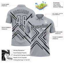 Load image into Gallery viewer, Custom Gray Black-White 3D Pattern Design Geometric Shapes Performance Polo Shirt