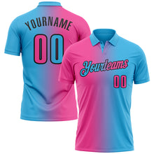 Laden Sie das Bild in den Galerie-Viewer, Custom Sky Blue Pink-Black 3D Gradient Fashion Performance Polo Shirt