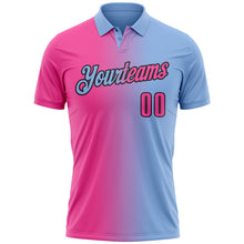 Загрузить изображение в средство просмотра галереи, Custom Light Blue Pink-Black 3D Gradient Fashion Performance Polo Shirt
