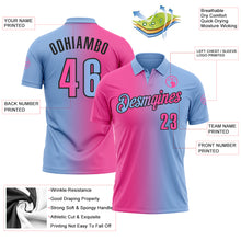 Загрузить изображение в средство просмотра галереи, Custom Light Blue Pink-Black 3D Gradient Fashion Performance Polo Shirt
