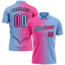 Загрузить изображение в средство просмотра галереи, Custom Light Blue Pink-Black 3D Gradient Fashion Performance Polo Shirt