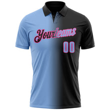 Load image into Gallery viewer, Custom Black Light Blue-Pink 3D Gradient Fashion Performance Polo Shirt