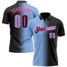 Load image into Gallery viewer, Custom Black Light Blue-Pink 3D Gradient Fashion Performance Polo Shirt