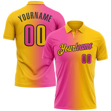 Загрузить изображение в средство просмотра галереи, Custom Yellow Pink-Black 3D Gradient Fashion Performance Polo Shirt
