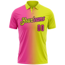 Load image into Gallery viewer, Custom Neon Yellow Pink-Black 3D Gradient Fashion Performance Polo Shirt