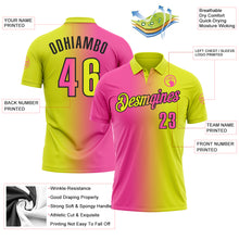 Load image into Gallery viewer, Custom Neon Yellow Pink-Black 3D Gradient Fashion Performance Polo Shirt