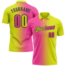 Load image into Gallery viewer, Custom Neon Yellow Pink-Black 3D Gradient Fashion Performance Polo Shirt