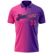 Load image into Gallery viewer, Custom Purple Pink-Black 3D Gradient Fashion Performance Polo Shirt