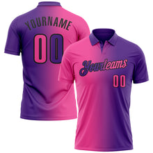 Load image into Gallery viewer, Custom Purple Pink-Black 3D Gradient Fashion Performance Polo Shirt