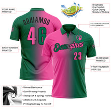 Загрузить изображение в средство просмотра галереи, Custom Kelly Green Pink-Black 3D Gradient Fashion Performance Polo Shirt