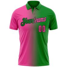 Load image into Gallery viewer, Custom Grass Green Pink-Black 3D Gradient Fashion Performance Polo Shirt