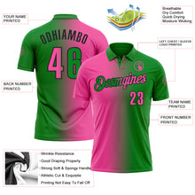 Load image into Gallery viewer, Custom Grass Green Pink-Black 3D Gradient Fashion Performance Polo Shirt