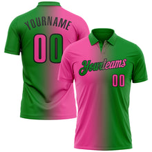 Load image into Gallery viewer, Custom Grass Green Pink-Black 3D Gradient Fashion Performance Polo Shirt
