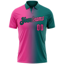 Загрузить изображение в средство просмотра галереи, Custom Teal Pink-Black 3D Gradient Fashion Performance Polo Shirt
