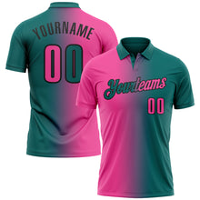 Загрузить изображение в средство просмотра галереи, Custom Teal Pink-Black 3D Gradient Fashion Performance Polo Shirt