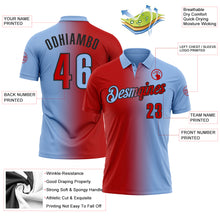 Загрузить изображение в средство просмотра галереи, Custom Light Blue Red-Black 3D Gradient Fashion Performance Polo Shirt