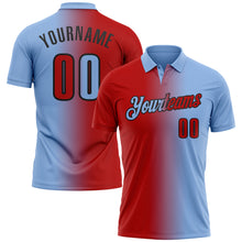Загрузить изображение в средство просмотра галереи, Custom Light Blue Red-Black 3D Gradient Fashion Performance Polo Shirt