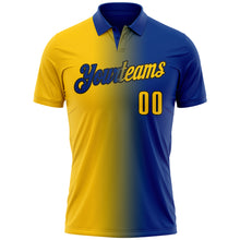 Laden Sie das Bild in den Galerie-Viewer, Custom Royal Yellow-Black 3D Gradient Fashion Performance Polo Shirt