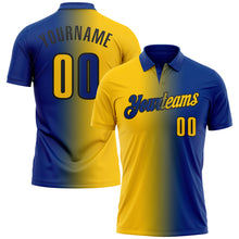 Laden Sie das Bild in den Galerie-Viewer, Custom Royal Yellow-Black 3D Gradient Fashion Performance Polo Shirt