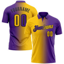 Load image into Gallery viewer, Custom Purple Yellow-Black 3D Gradient Fashion Performance Polo Shirt