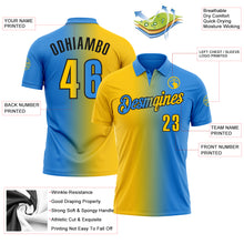 Charger l'image dans la galerie, Custom Powder Blue Yellow-Black 3D Gradient Fashion Performance Polo Shirt