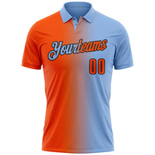 Загрузить изображение в средство просмотра галереи, Custom Light Blue Orange-Black 3D Gradient Fashion Performance Polo Shirt